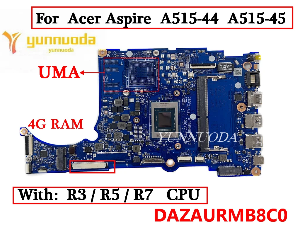 ̼ ƽ̾ A515-44 A515-45 Ʈ , DAZAURMB8C0, R3 R5 R7 CPU, 4G RAM, DDR4 100% ׽Ʈ Ϸ
